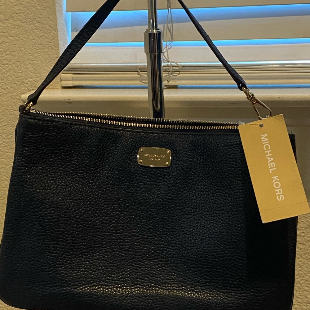 Michael Kors Blue Jet Set Clutch with Gold Hardware